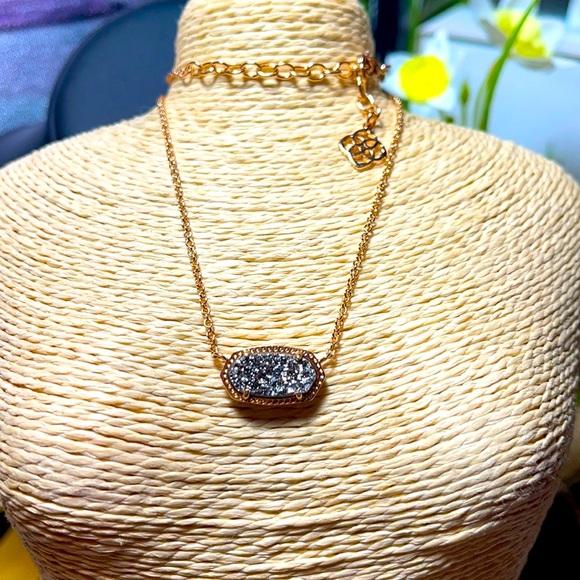 🖤 Kendra Scott necklace rose gold druzy Elisa - Picture 2 of 6